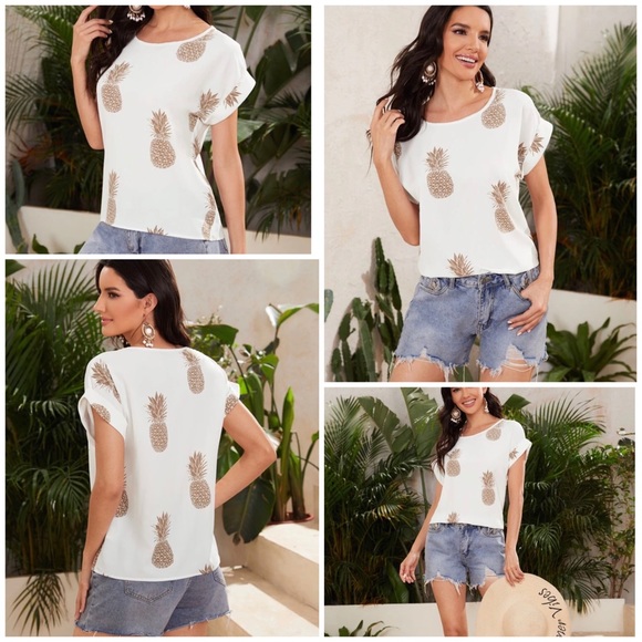 SHEIN Tops - NWT Pineapple Print Blouse (X12)